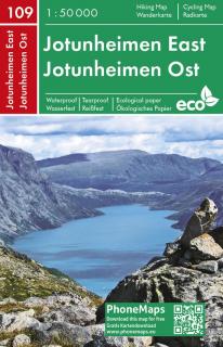 109 Jotunheimen východ (Nórsko, Norway) 1:50t turistická a cyklomapa vodeodolná (vodeodolná turistická a cykloturistická mapa Nórskej oblasti)