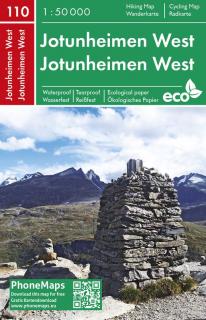 110 Jotunheimen západ (Nórsko, Norway) 1:50t turistická a cyklomapa vodeodolná (vodeodolná turistická a cykloturistická mapa Nórskej oblasti)