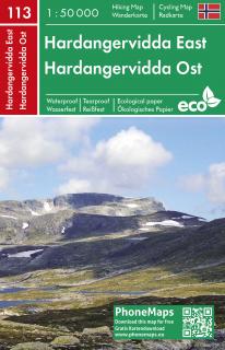 113 Hardangervidda východ (Nórsko,Norway) 1:50t turistická cyklomapa vodeodolná (vodeodolná turistická a cykloturistická mapa Nórskej oblasti)