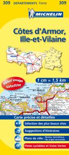 309 Côtes d'Armor, Ille-et-Vilaine 2016 (Francúzsko) 1:150tis local map MICHELIN