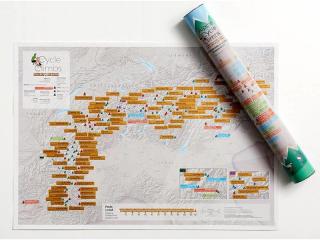 Alps Cycling Scratch Map nástenná stieracia mapa + tubus 42x59cm / anglicky (Alpy Cyklistické výstupy - Rakúsko,Taliansko,Francúzsko,Švajčiarsko - škrabacia mapa pre cyklistov)