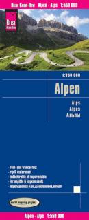 Alpy (Alps - France, Italy, Switzerland, Austria) 1:550t skladaná mapa RKH (skladaná mapa na syntetickom papieri)