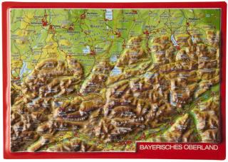 Bayerisches Oberland (Nemecko) reliéfna 3D mapka 10,5x14,8cm