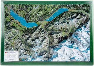 Bernské Alpy (Švajčiarsko, Bernese Oberland) reliéfna s ortofoto 3D mapa 35x50cm (Bernese Oberland)