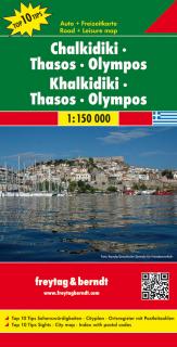 Chalkidiki, Thasos, Olympos 1:150t (Grécko) Freytag Berndt (AK0835)