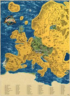 Europe Gold Deluxe nástenná stieracia mapa európy + tubus 66x90cm