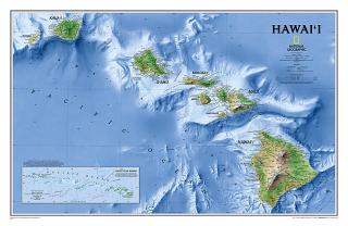 Havaj 58x88cm lamino, lišty NGS nástenná mapa