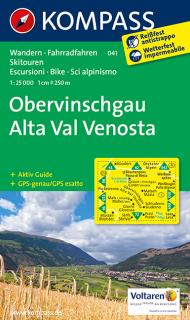 KOMPASS 041 Obervinschgau, Alta Val Venosta 1:25t turistická mapa (oblasť Južné Tirolsko, Dolomity)