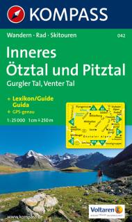 KOMPASS 042 Inneres Ötztal,Gurgler Tal,Venter Tal,Pitztal 1:25t turistická mapa