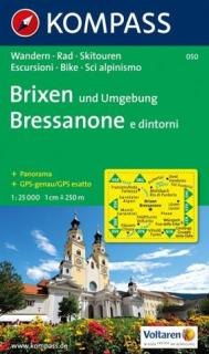 KOMPASS 050 Brixen und Umgebung Bressanone 1:25t turistická mapa (oblasť Južné Tirolsko, Dolomity)