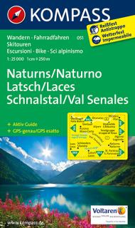 KOMPASS 051 Naturns, Latsch, Schnalstal 1:25t turistická mapa (oblasť Južné Tirolsko, Dolomity)