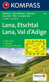 KOMPASS 054 Lana, Etschtal / Lana, Val d´Adige 1:30t turistická mapa (oblasť Južné Tirolsko, Dolomity)