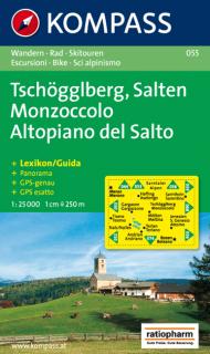 KOMPASS 055 Tschögglberg, Salten Monzoccolo 1:25t turistická mapa (oblasť Južné Tirolsko, Dolomity)