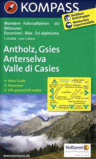 KOMPASS 057 Antholz, Gsies, Anterselva, Valle di Casies 1:25t turistická mapa (oblasť Južné Tirolsko, Dolomity)
