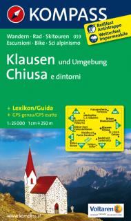 KOMPASS 059 Klausen und Umgebung 1:25t turistická mapa (oblasť Južné Tirolsko, Dolomity)