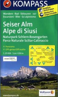 KOMPASS 067 Seiser Alm, Alpe di Siussi 1:25t turistická mapa (oblasť Južné Tirolsko, Dolomity)