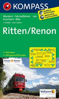 KOMPASS 068 Ritten, Renon 1:25t turistická mapa (oblasť Južné Tirolsko, Dolomity)