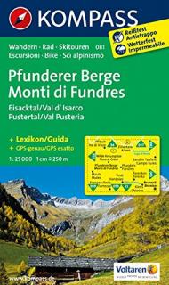 KOMPASS 081 Pfunderer Berge, Monti di Fundres 1:25t turistická mapa (oblasť Južné Tirolsko, Dolomity)