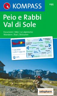 KOMPASS 095 Peio e Rabbi, Val di Sole 1:25t turistická mapa (oblasť Talianska - Tirolsko, Benátsko, Furlansko)