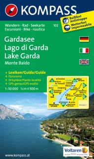 KOMPASS 102 Gardasee, Lago di Garda, Monte Baldo 1:50t turistická mapa (oblasť Lago di Garda)