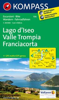 KOMPASS 106 Lago d´Iseo,Valle Trompia, Franciacorta 1:50t turistická mapa (oblasť Taliansko, severotalianske jazerá)