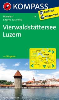 KOMPASS 116 Vierwaldstättersee, Luzern 1:40t turistická mapa