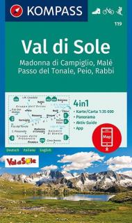 KOMPASS 119 Val di Sole 1:35t turistická mapa (oblasť Talianska - Tirolsko, Benátsko, Furlansko)