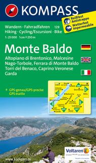 KOMPASS 129 Monte Baldo 1:25t turistická mapa (oblasť Talianska - Tirolsko, Benátsko, Furlansko)