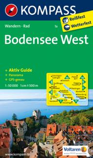 KOMPASS 1a Bodensee West 1:50t turistická mapa (okolie Bodamského jazera - Rakúsko)