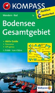 KOMPASS 1c Bodensee Gesamtgebiet 1:75t turistická mapa (okolie Bodamského jazera - Rakúsko)