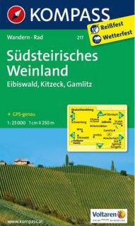 KOMPASS 217 Südsteirisches Weinland 1:25t turistická mapa