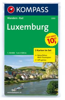 KOMPASS 2202 Luxemburg (sada 2 mapy) mit Naturführer 1:50t turistická mapa