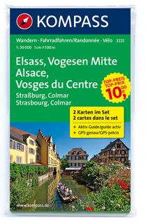 KOMPASS 2221 Elsass/Vogesen Mitte (France) sada 2 mapy 1:50t + Aktiv Guide