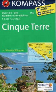 KOMPASS 2450 Cinque Terra 1:35t turistická mapa (oblasť Ligúria, Toskánsko, Abruzzo - Taliansko)
