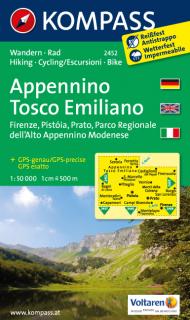 KOMPASS 2452 Appennino Tosco Emiliano 1:50t turistická mapa (oblasť Ligúria, Toskánsko, Abruzzo - Taliansko)