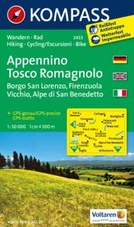 KOMPASS 2453 Appennino Tosco Romagnolo 1:50t turistická mapa (oblasť Ligúria, Toskánsko, Abruzzo - Taliansko)