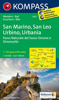KOMPASS 2455 San Marino, San Leo, Urbino, Urbania 1:50t turistická mapa (oblasť Umbria, Taliansko)