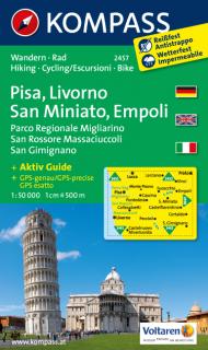 KOMPASS 2457 Pisa, Livorno, San Miniato, Empoli 1:50t turistická mapa (oblasť Ligúria, Toskánsko, Abruzzo - Taliansko)
