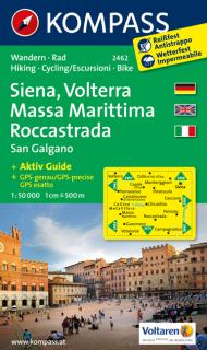 KOMPASS 2462 Siena, Volterra, Massa Marittima, Roccastrada 1:50t turistická mapa (oblasť Ligúria, Toskánsko, Abruzzo - Taliansko)