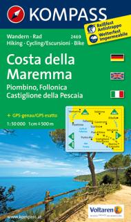 KOMPASS 2469 Costa della Maremma 1:50t turistická mapa (oblasť Ligúria, Toskánsko, Abruzzo - Taliansko)