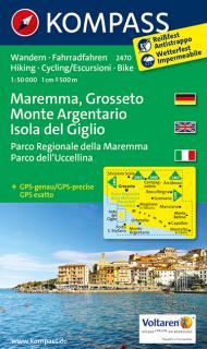 KOMPASS 2470 Maremma,Grosseto,Monte Argentario,Isola del Giglio 1:50t mapa (oblasť Ligúria, Toskánsko, Abruzzo - Taliansko)