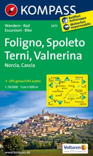 KOMPASS 2473 Foligno, Spoleto, Terni, Valnerina 1:50t turistická mapa (oblasť Umbria, Taliansko)
