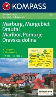 KOMPASS 2802 Maribor, Pomurje, Dravska dolina (Slovinsko) 1:75t turistická mapa (Marburg-Pomurje-Drautal )