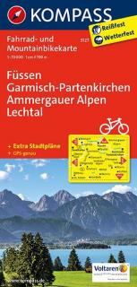 KOMPASS 3127 Füssen,Garmisch-Partenkirchen,Ammergauer Alpen,Lechtal70t cyklomapa (KOMPASS Fahrradkarte Füssen - Garmisch-Partenkirchen - Ammergauer Alpen - Lechtal)