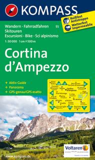 KOMPASS 55 Cortina d´Ampezzo 1:50t turistická mapa (oblasť Južné Tirolsko, Dolomity)