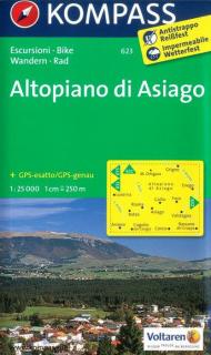 KOMPASS 623 Altopiano di Asiago 1:25t turistická mapa (oblasť Talianska - Tirolsko, Benátsko, Furlansko)