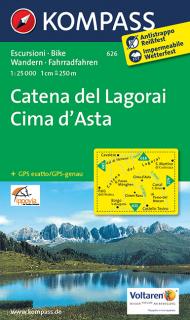 KOMPASS 626 Catena dei Lagorai, Cima d´Asta 1:25t turistická mapa (oblasť Talianska - Tirolsko, Benátsko, Furlansko)