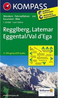 KOMPASS 630 Regglberg, Latemar, Eggental/Val d´Ega 1:25t turistická mapa (oblasť Južné Tirolsko, Dolomity)