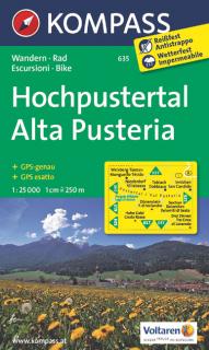 KOMPASS 635 Hochpustertal, Alta Pusteria 1:25t turistická mapa (oblasť Južné Tirolsko, Dolomity)
