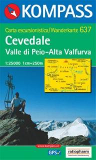 KOMPASS 637 Cevedale, Valle di Peio, Alta Valfurva 1:25t turistická mapa (oblasť Južné Tirolsko, Dolomity)